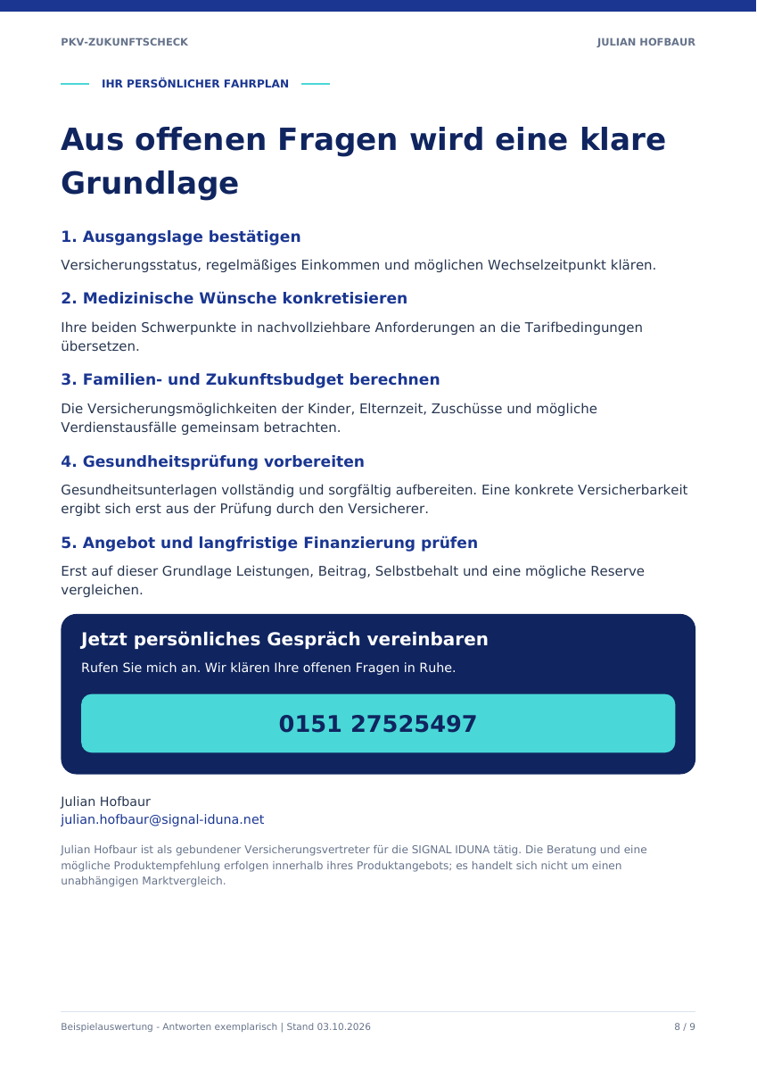 Originalseite der Auswertung: Aus offenen Fragen wird eine klare Grundlage, mit dem persönlichen Fahrplan